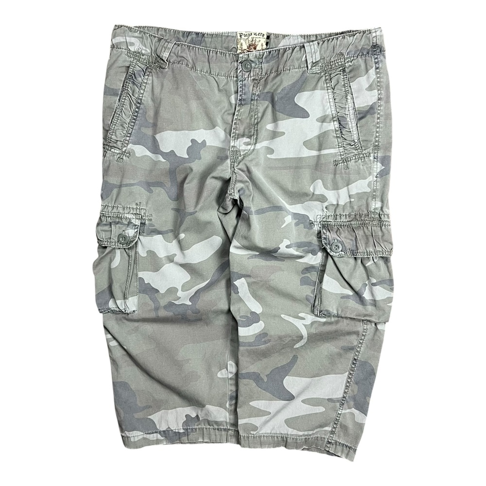 Vintage Y2K Point Zero Faded Camo Cargo Capris - 38”